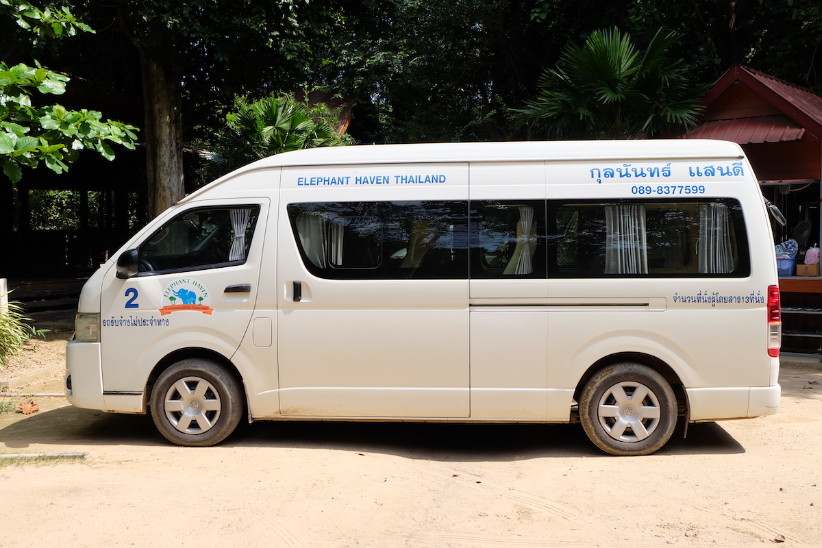 minivan transfer from Kanchanaburi Town to Elephant Haven